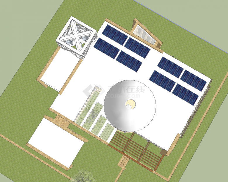 带太阳能板的家具齐全的高级别墅su模型-图二