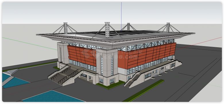 多功能体育馆设计方案su模型-图一