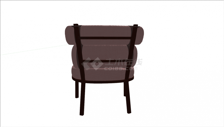 实木粉色软座休闲椅su模型-图二