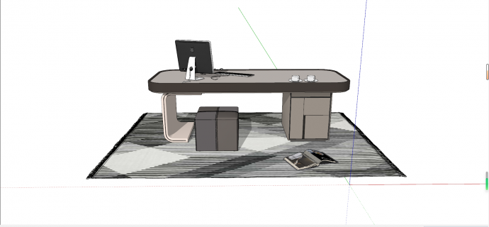 现代办公书桌椅su模型_图1