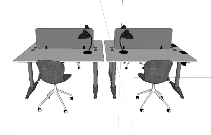 带台灯和旋转座椅的办公桌su模型_图1