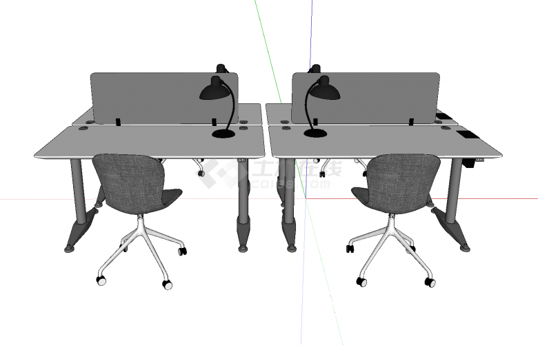 带台灯和旋转座椅的办公桌su模型-图一