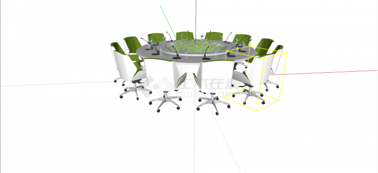 一套欧式风格办公会议桌 su模型-图一