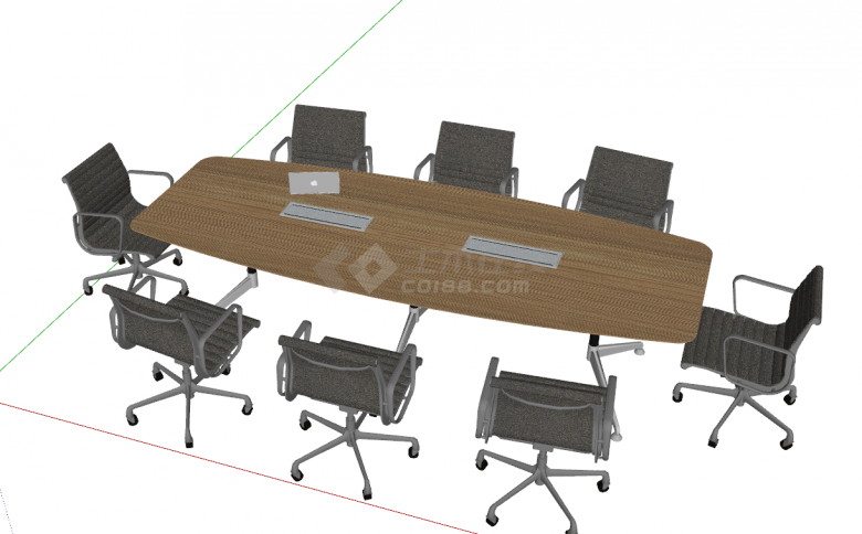 办公桌会议桌su模型-图二