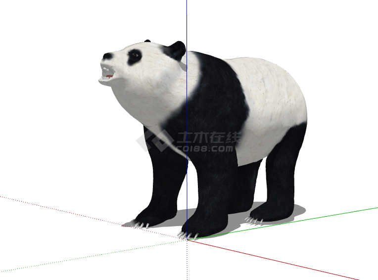 站立咆哮威武的熊猫su模型-图一