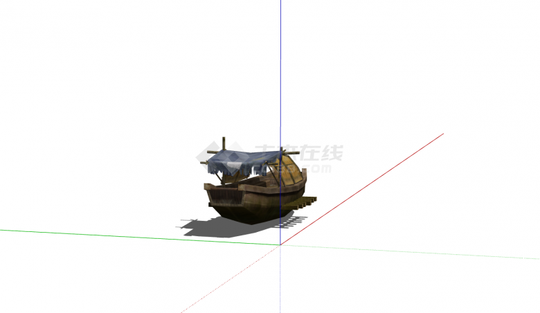 中式古风木制乌篷船su模型-图二