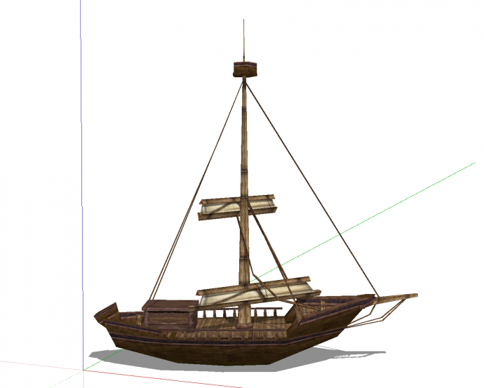 带船舱带帆布的木船su模型_图1