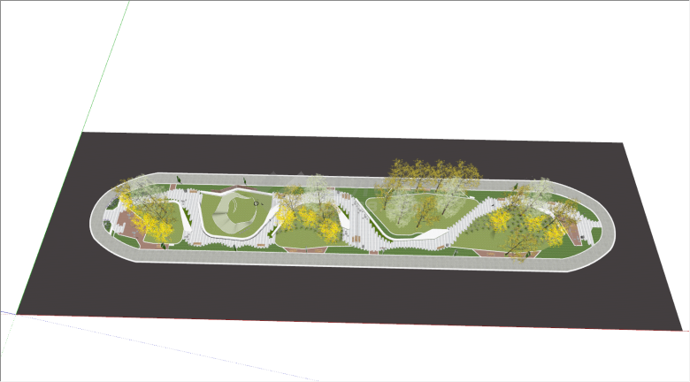 椭圆形线性带状公园su模型-图二