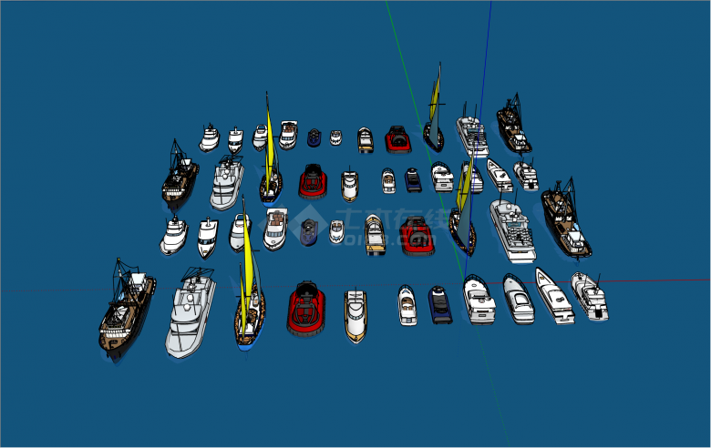 多种现代游艇游艇轮船帆船su模型-图一