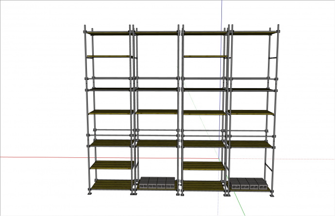 高层立杆式脚手架钢架工业设备su模型_图1