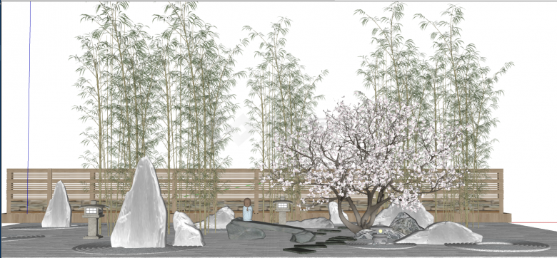 带樱花带树木园林景观su模型-图二
