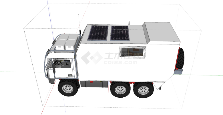 白色太阳能板式房车su模型-图二