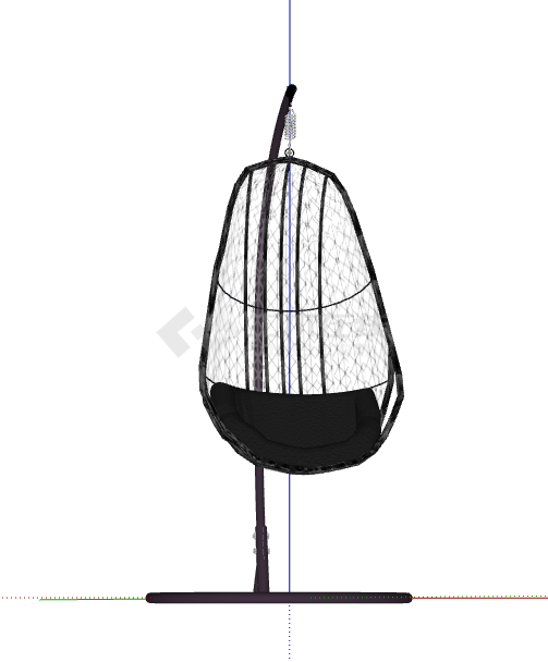 黑色柱子镂空现代中式吊椅su模型-图一