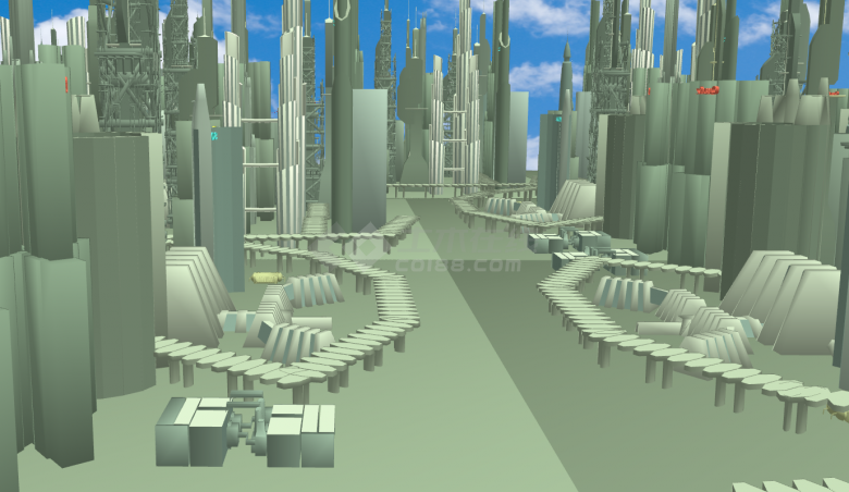 未来高科技城市建筑su模型-图一