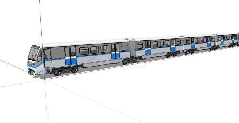 现代蓝白色简约地铁su模型-图二