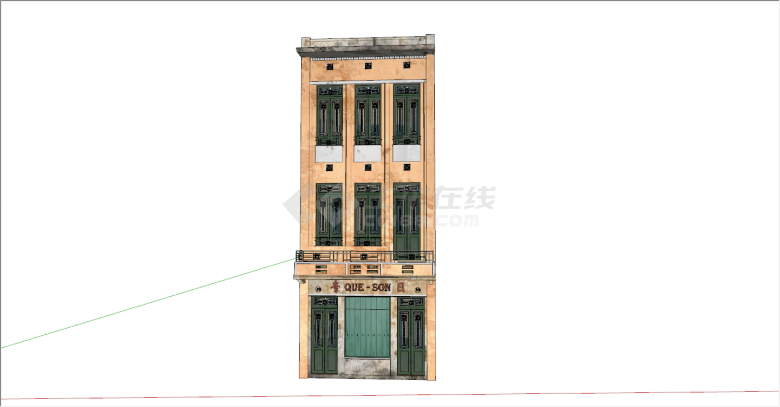 中式三层传统岭南民居su模型-图一