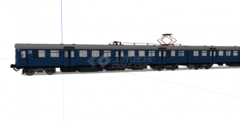 现代简约蓝色长列火车su模型-图二