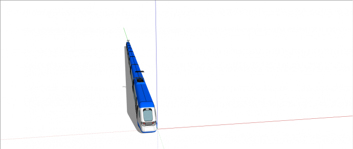 现代单台蓝白色火车 su模型_图1