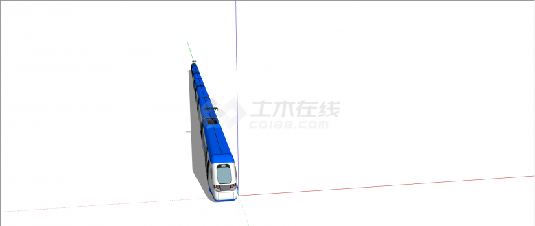 现代单台蓝白色火车 su模型-图一
