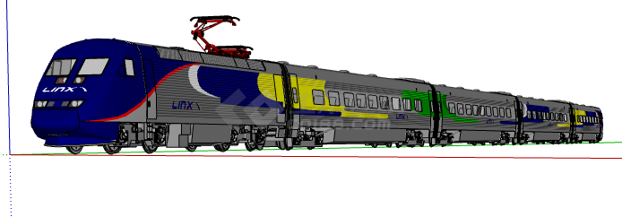 蓝色灰色相间经典现代火车头su模型-图一