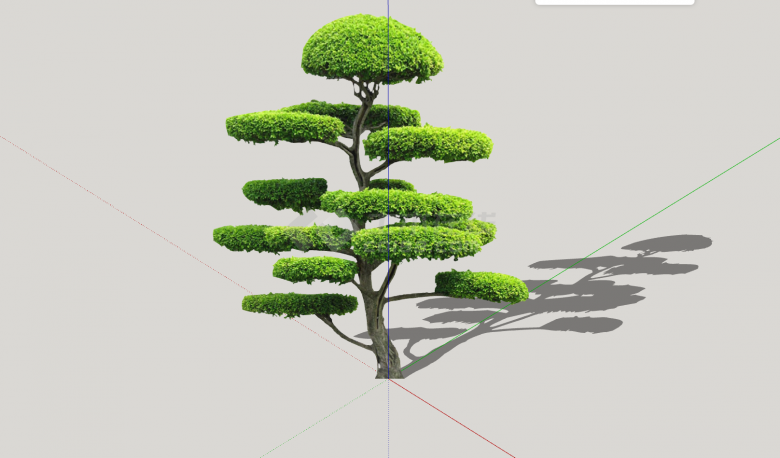 多层伞状细杆造型树su模型-图二