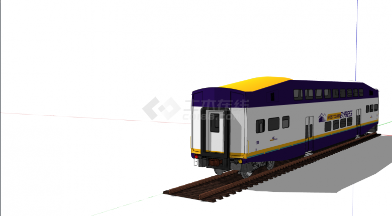 白兰黄色长型火车厢su模型-图二