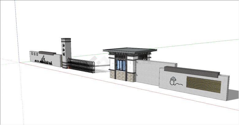 现代简约动物园大门入口su模型-图二