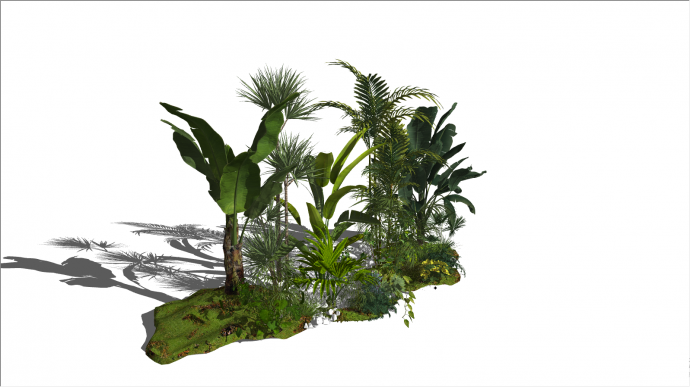 茂盛的多种的常用植物组团su模型_图1