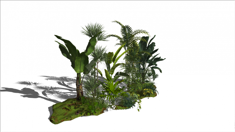 茂盛的多种的常用植物组团su模型-图一