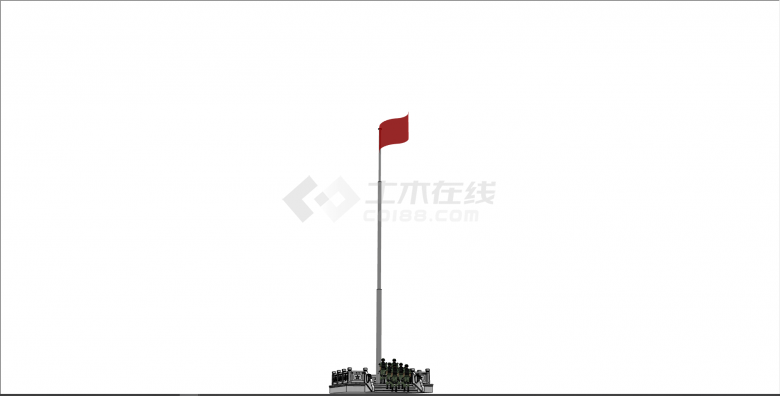 中式现役军人升旗台su模型-图二