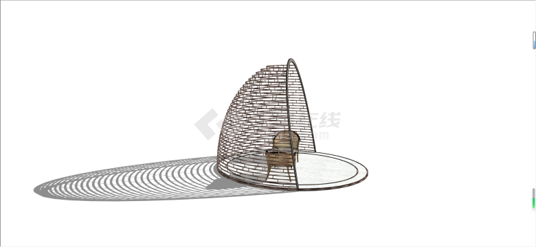 欧式半圆形铁艺鸟笼座椅su模型-图一