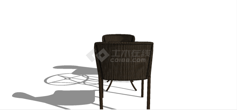 现代藤椅圆形玻璃桌茶花椅su模型-图二