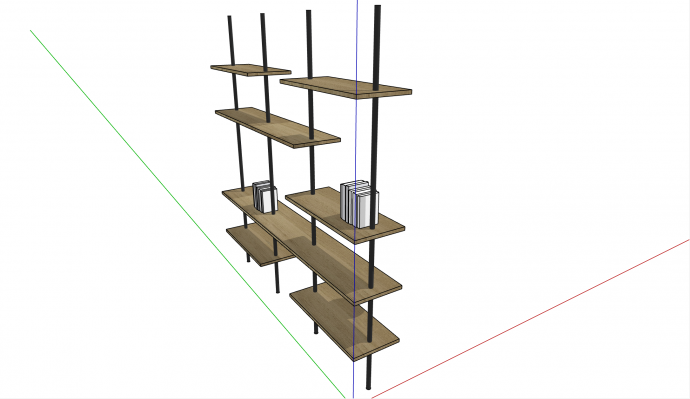 现代简单木质铁架精品书架书柜su模型_图1