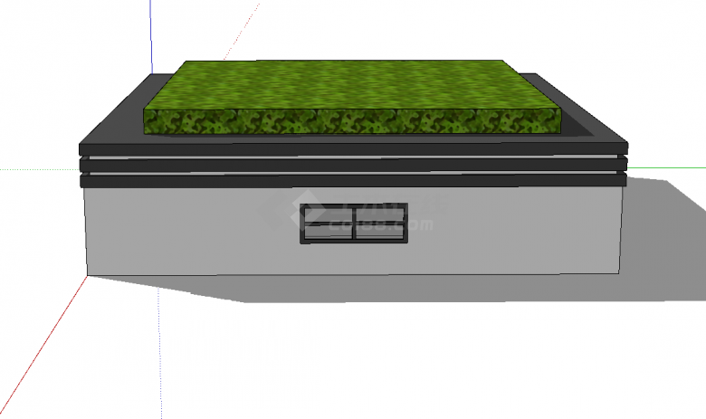 带绿植的单层方形树池su模型-图一