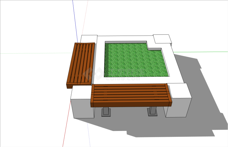 创新实木拼接现代方形树池su模型-图二