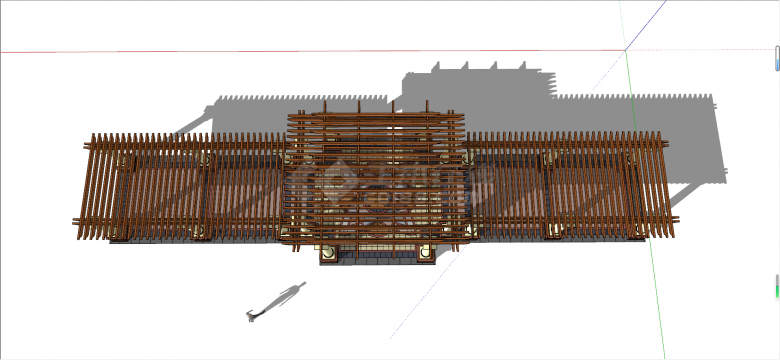 欧式木制含地面拼花构筑物廊架花架su模型-图二
