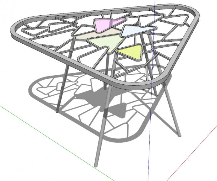 弧形三角的金属廊架su模型_图1