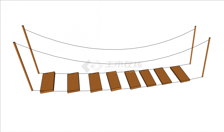 现代简单木质木板吊桥su模型-图二