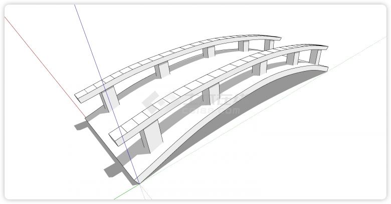 石膏矮护栏拱桥su模型-图一