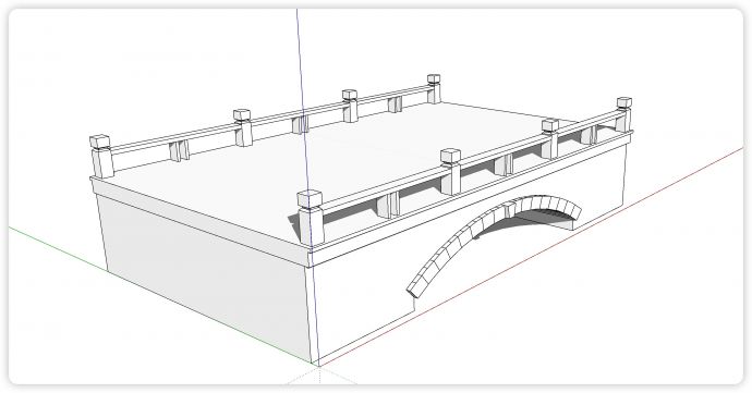 平面低护栏单门拱桥su模型_图1