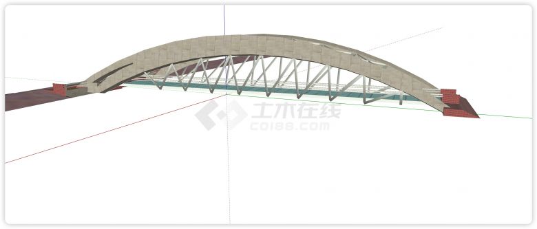 砖结构钢筋行车桥梁su模型-图二