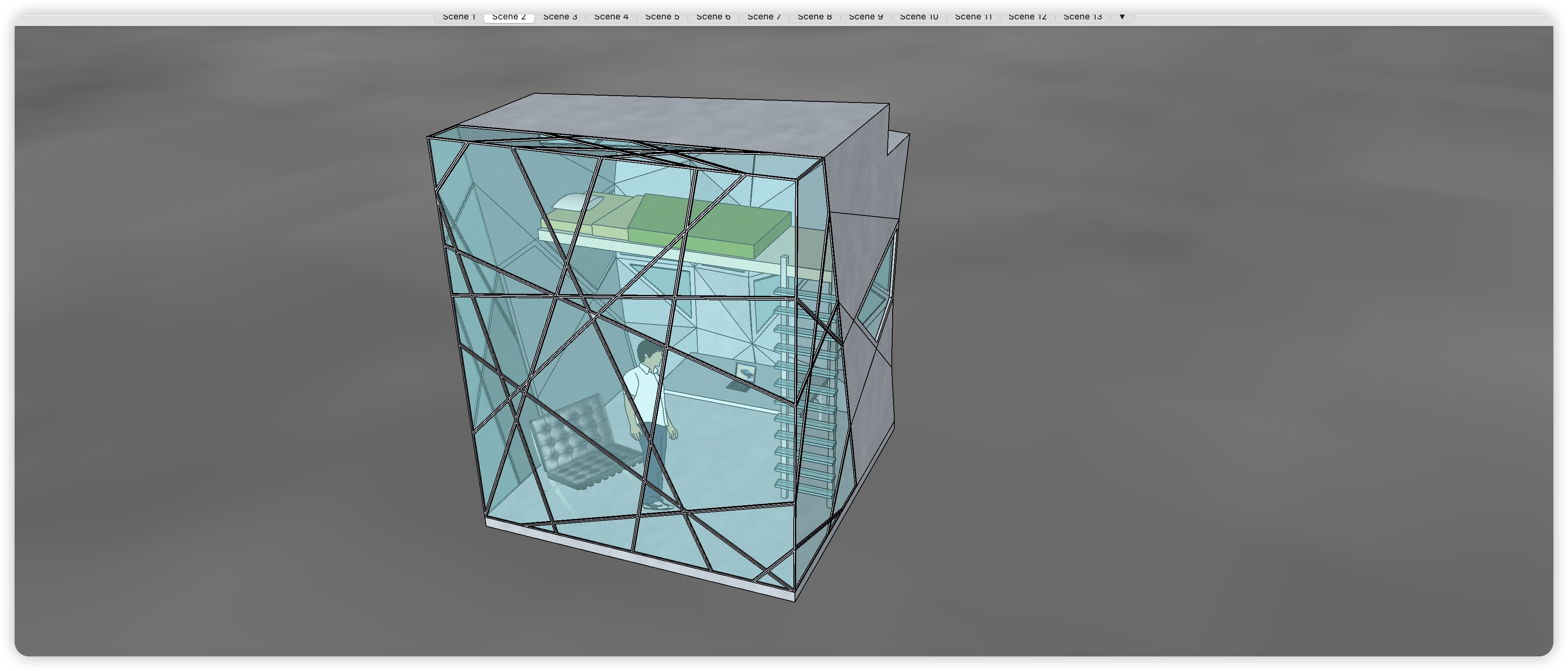 钢结构玻璃创意空间su模型-图一