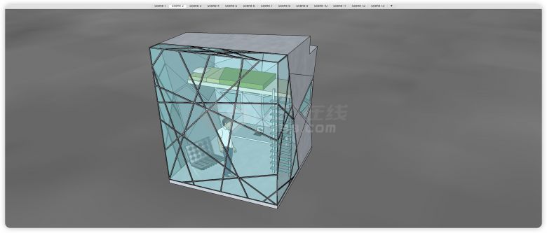 钢结构玻璃创意空间su模型-图一