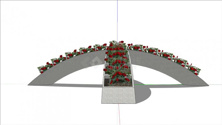 x字拱形创意树池su模型-图二