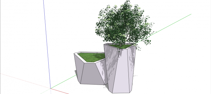 美式个性创意白色树池花盆座椅su模型_图1
