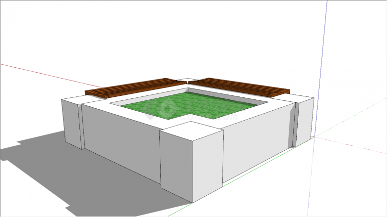 木板白色方形树池su模型-图二
