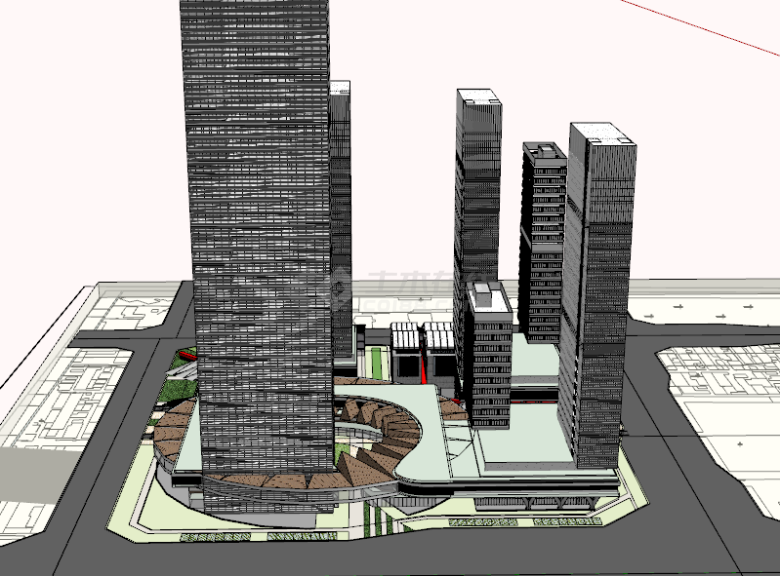 大气现代新式商业综合体su模型-图二