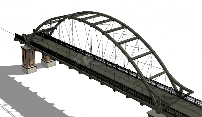 黑色复古精致铁路桥su模型-图一