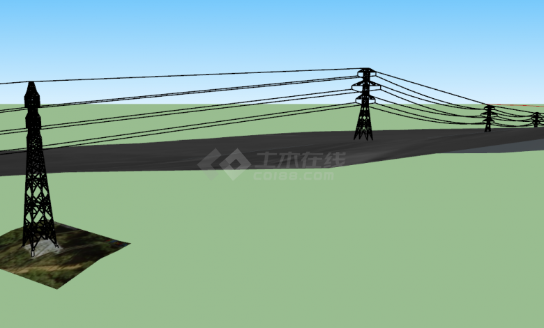 三角形状的电力线铁塔su模型-图二