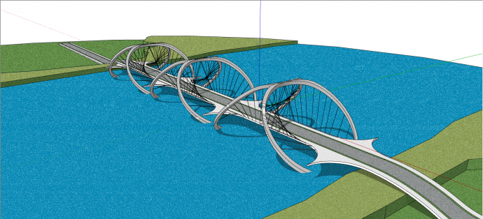 白色异形跨海悬索桥su模型_图1